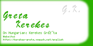 greta kerekes business card